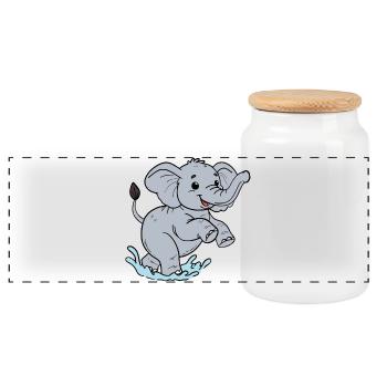 Éléphant - Boîte à biscuits avec couvercle en bois - blanc - Devant