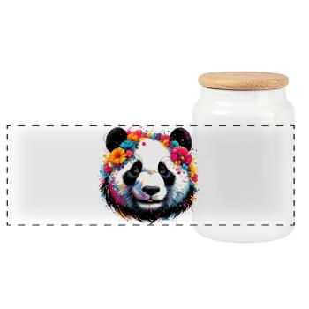 Panda - Panorama Keksdose mit Holzdeckel - Weiß - Vorne