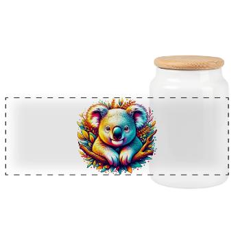 Koala - Panorama Keksdose mit Holzdeckel - Weiß - Vorne