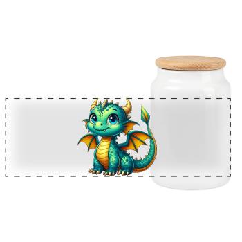 Drache - Panorama Keksdose mit Holzdeckel - Weiß - Vorne