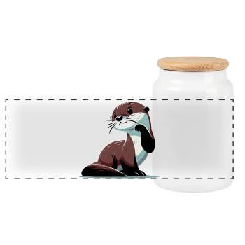 Otter - Panorama Keksdose mit Holzdeckel - Weiß - Vorne