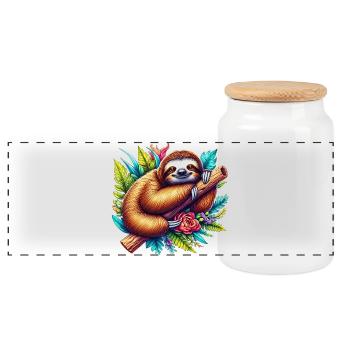 Paresse - Boîte à biscuits avec couvercle en bois - blanc - Devant
