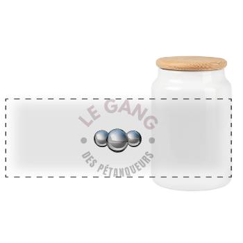 pétanque, pétanqueur, jouer à la pétanque - Boîte à biscuits avec couvercle en bois - blanc - Devant
