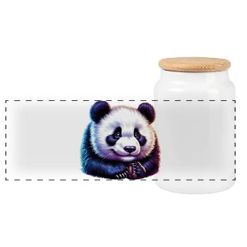 Panda - Panorama Keksdose mit Holzdeckel - Weiß - Vorne