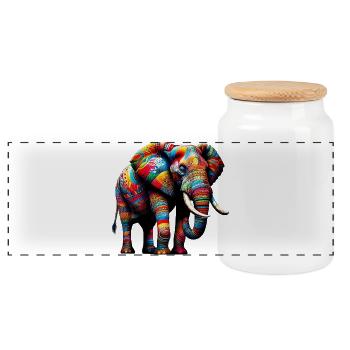 Éléphant - Boîte à biscuits avec couvercle en bois - blanc - Devant