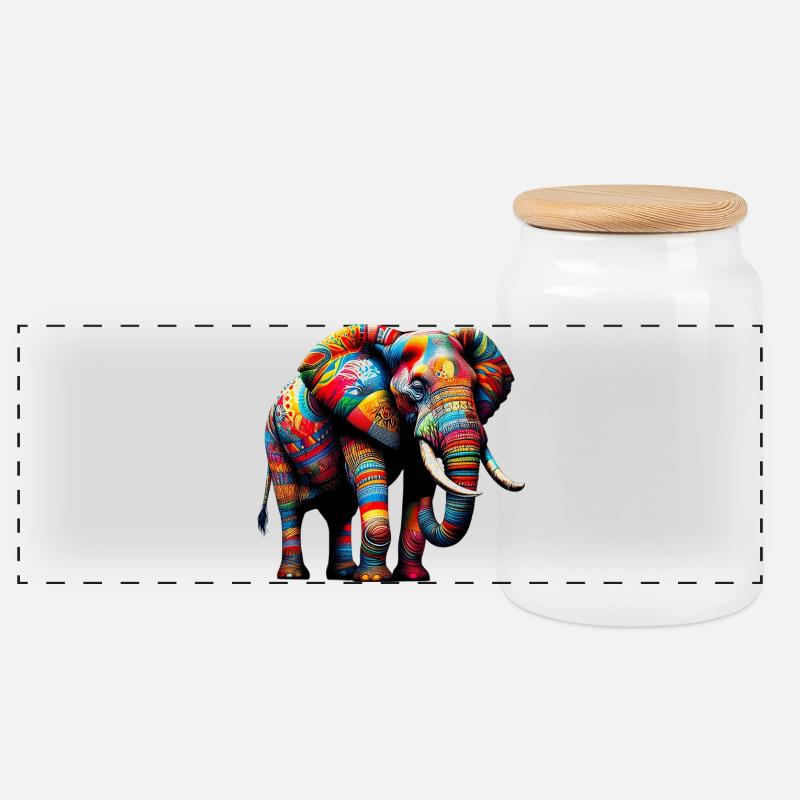 Elefant - Panorama Keksdose mit Holzdeckel - Weiß