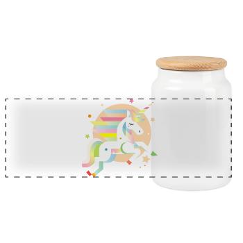 Zartes geometrisches Einhorn–Träumerisch & magisch - Panorama Keksdose mit Holzdeckel - Weiß - Vorne