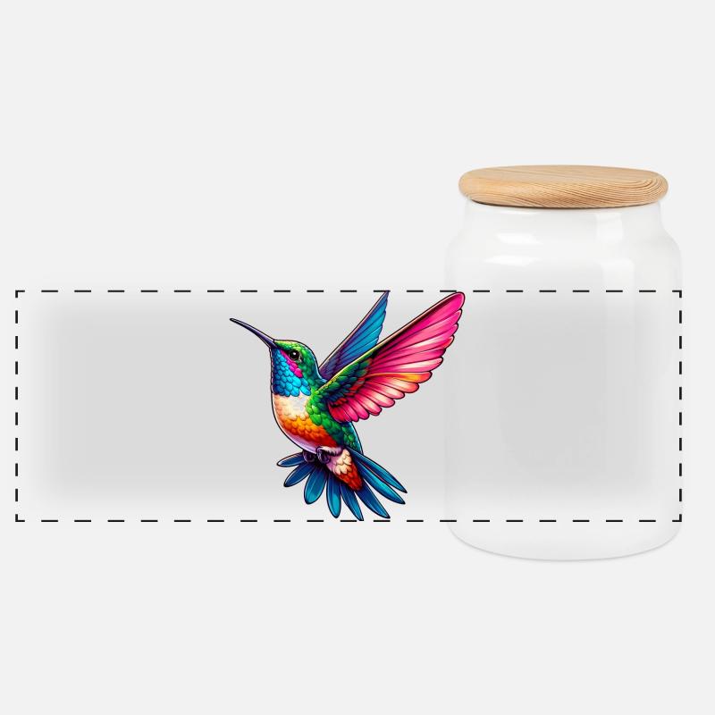 Kolibri - Panorama Keksdose mit Holzdeckel - Weiß