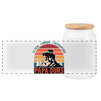 Papa Bear - The One, The Unique, The Authentic - Panoramic Cookie Jar with Wooden Lid - white - Front