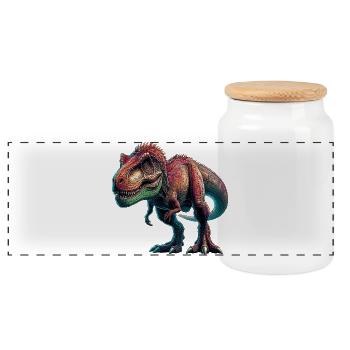 Dinosaurier - Panorama Keksdose mit Holzdeckel - Weiß - Vorne