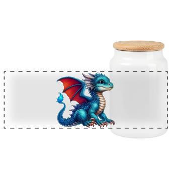 Drache - Panorama Keksdose mit Holzdeckel - Weiß - Vorne