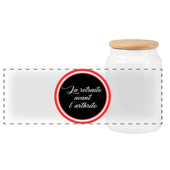 Retirement before arthritis - Panoramic Cookie Jar with Wooden Lid - white - Front
