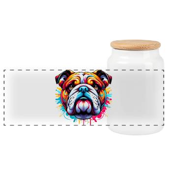 Bouledogue anglais Chien - Boîte à biscuits avec couvercle en bois - blanc - Devant