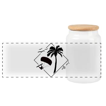 Kite Vibes - Panoramic Cookie Jar with Wooden Lid - white - Front