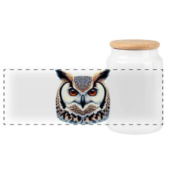 Hibou - Boîte à biscuits avec couvercle en bois - blanc - Devant