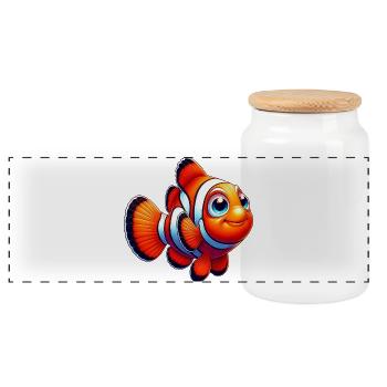 Clownfish - Panoramic Cookie Jar with Wooden Lid - white - Front