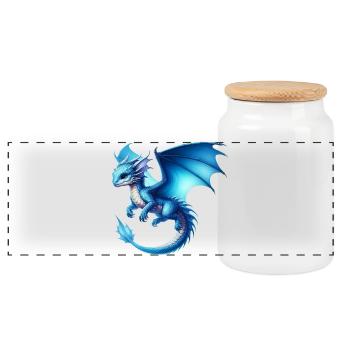 Dragon - Panoramic Cookie Jar with Wooden Lid - white - Front