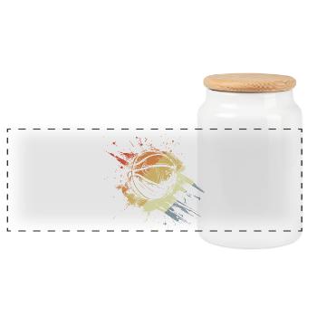 Basketball Ball Retro - Panoramic Cookie Jar with Wooden Lid - white - Front