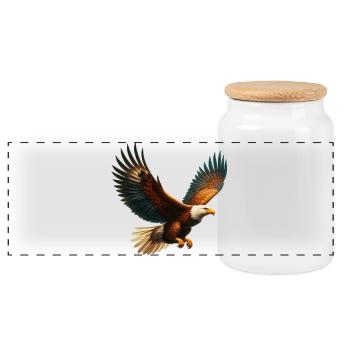 Eagle - Panoramic Cookie Jar with Wooden Lid - white - Front
