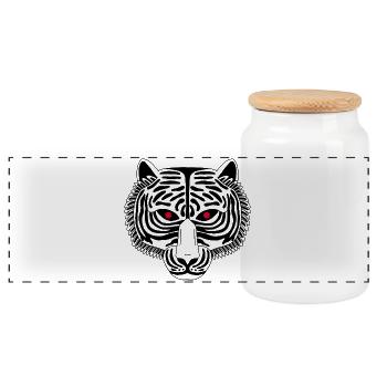 Tigre noir - Boîte à biscuits avec couvercle en bois - blanc - Devant
