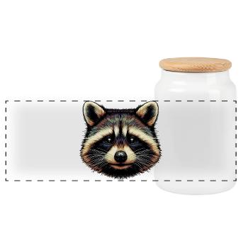 Raton laveur - Boîte à biscuits avec couvercle en bois - blanc - Devant