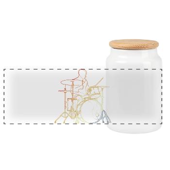 Dessin de batteur vintage - Boîte à biscuits avec couvercle en bois - blanc - Devant