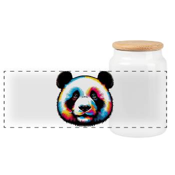 Panda - Panorama Keksdose mit Holzdeckel - Weiß - Vorne