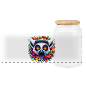 Lémurien - Boîte à biscuits avec couvercle en bois - blanc - Devant