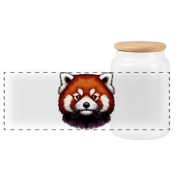 Kleiner Panda - Panorama Keksdose mit Holzdeckel - Weiß - Vorne