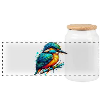 Martin-pêcheur - Boîte à biscuits avec couvercle en bois - blanc - Devant