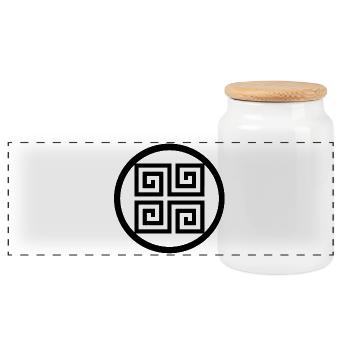 Griechisches Symbol - Panorama Keksdose mit Holzdeckel - Weiß - Vorne