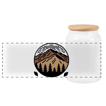 MOUNTAIN Cartoon - Panoramic Cookie Jar with Wooden Lid - white - Front