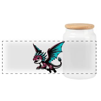 Dragon - Panoramic Cookie Jar with Wooden Lid - white - Front
