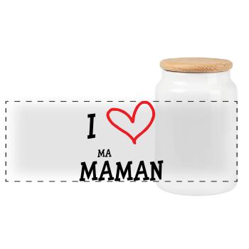 J'aime ma maman - Fête des Mères - Boîte à biscuits avec couvercle en bois - blanc - Devant