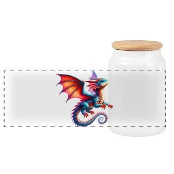 Dragon - Panoramic Cookie Jar with Wooden Lid - white - Front