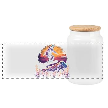 Retro Snowboarder Graphic - Panoramic Cookie Jar with Wooden Lid - white - Front