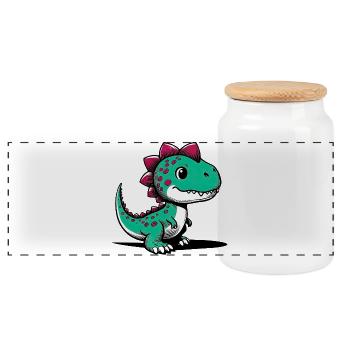 Dinosaurier - Panorama Keksdose mit Holzdeckel - Weiß - Vorne