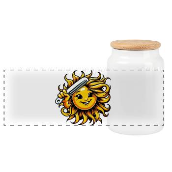 Sun - Panoramic Cookie Jar with Wooden Lid - white - Front