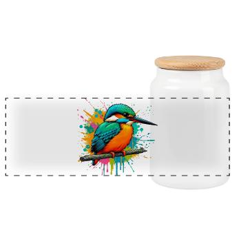 Martin-pêcheur - Boîte à biscuits avec couvercle en bois - blanc - Devant