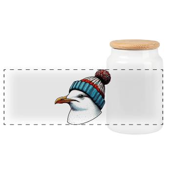 Mouette - Boîte à biscuits avec couvercle en bois - blanc - Devant