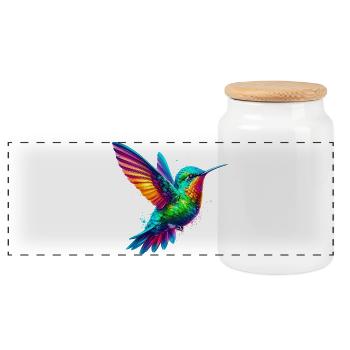 Kolibri - Panorama Keksdose mit Holzdeckel - Weiß - Vorne