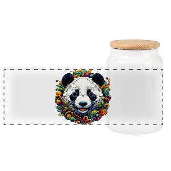 Panda - Panoramic Cookie Jar with Wooden Lid - white - Front
