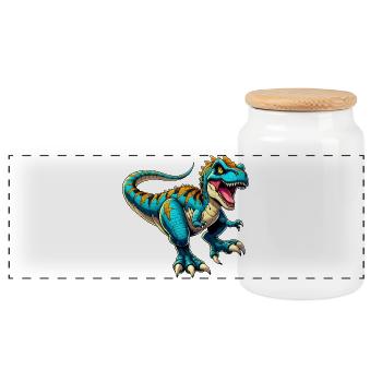 Dinosaurier - Panorama Keksdose mit Holzdeckel - Weiß - Vorne