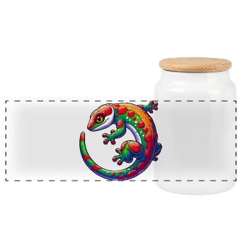 Gecko - Boîte à biscuits avec couvercle en bois - blanc - Devant