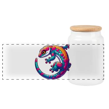 Gecko - Boîte à biscuits avec couvercle en bois - blanc - Devant