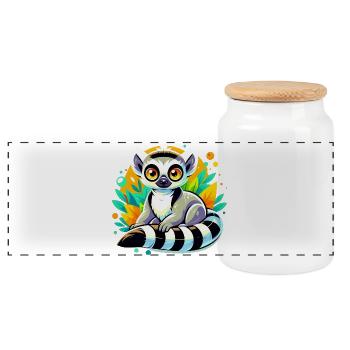 Lémurien - Boîte à biscuits avec couvercle en bois - blanc - Devant