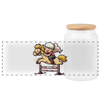 Sports équestres pour enfants - Boîte à biscuits avec couvercle en bois - blanc - Devant
