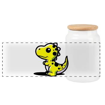 Dinosaure - Boîte à biscuits avec couvercle en bois - blanc - Devant