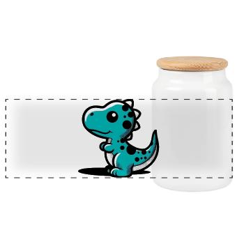 Dinosaure - Boîte à biscuits avec couvercle en bois - blanc - Devant