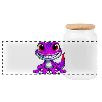 Gecko - Boîte à biscuits avec couvercle en bois - blanc - Devant